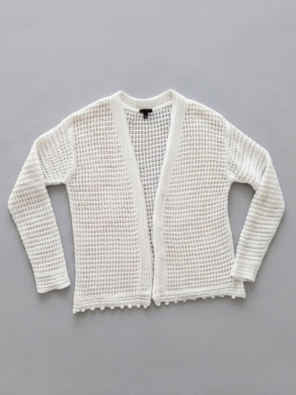 Talbots White Cotton Knit Cardigan Women’s Size M